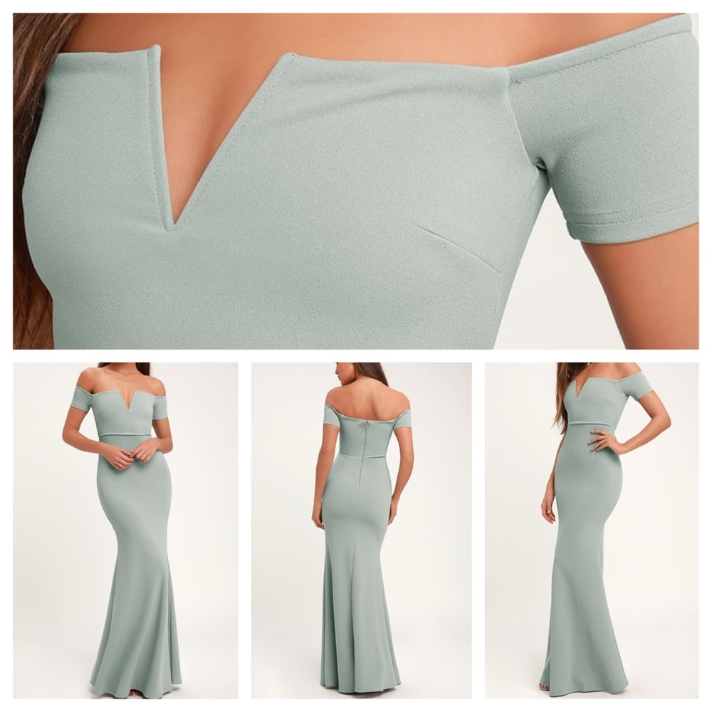 Lynne Slate Blue Off-the-Shoulder Maxi Dress